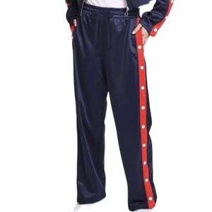 H&M Divided Men’s Side Snap Navy Blue & Red Stripe Track Pants Size L NEW